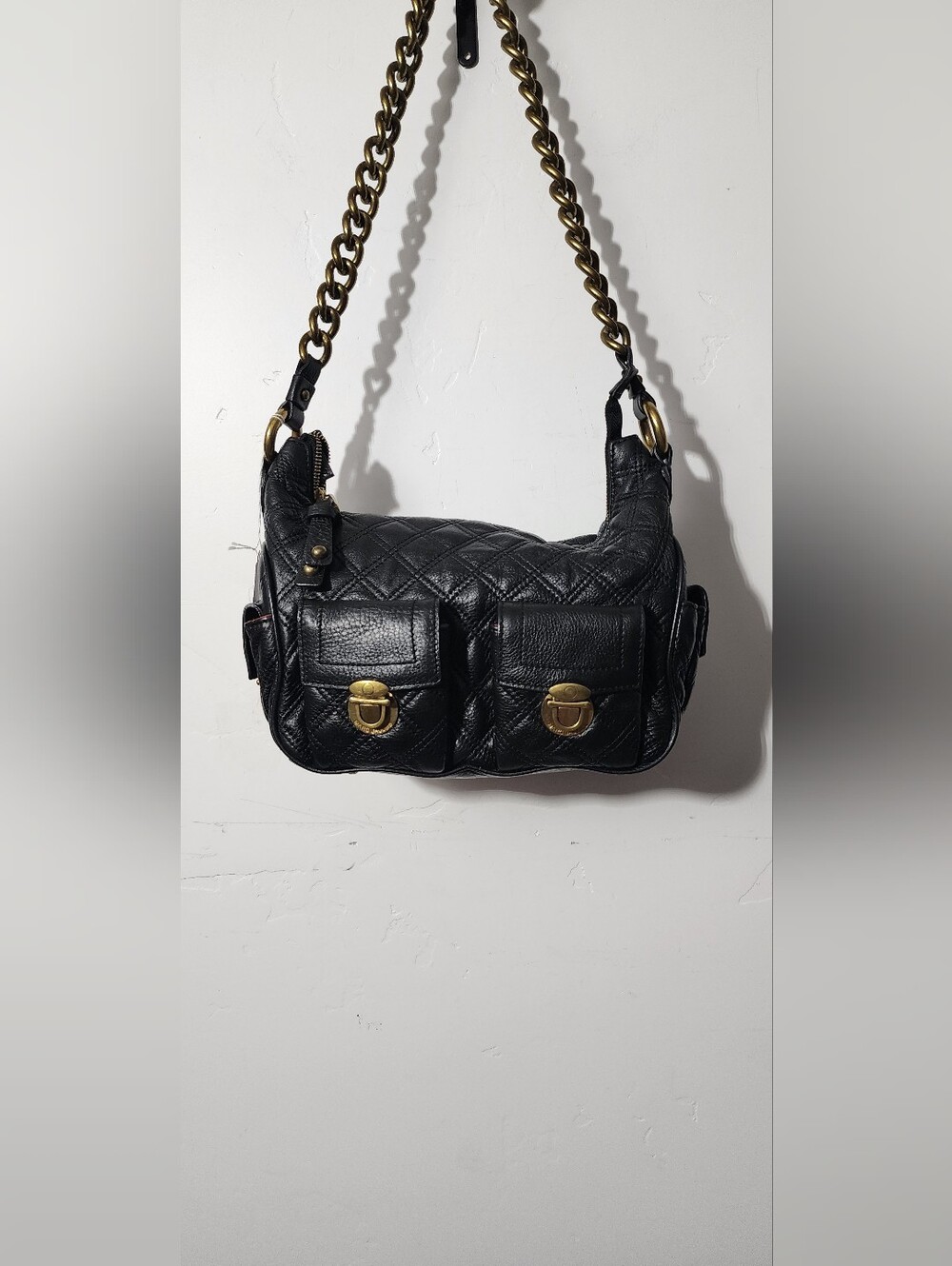 Marc Jacobs black quilted leather multipocket hobo bag